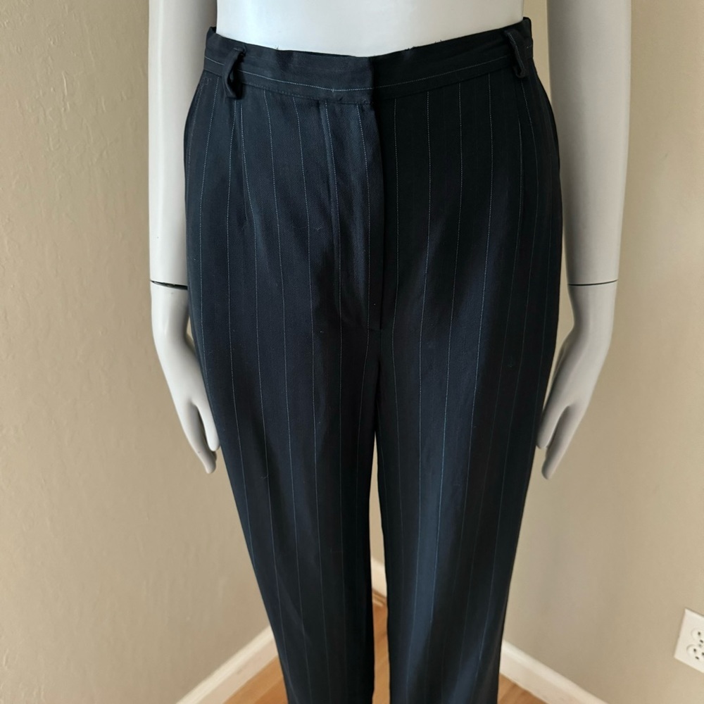 GIORGIO ARMANI Vintage Wool Crepe Blue Pinstripe Dress Pants - Picture 3 of 16